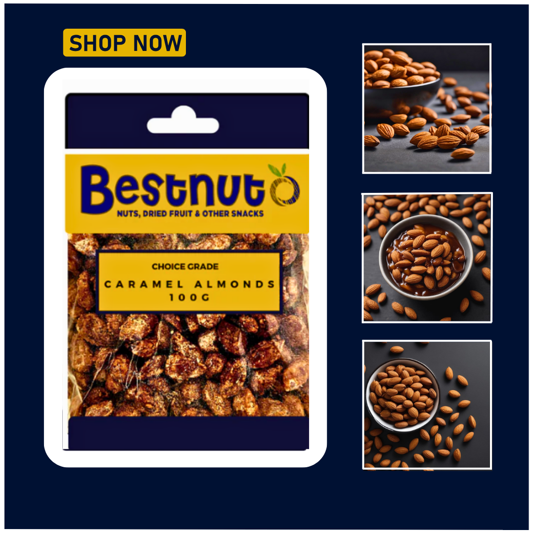 Caramel Almonds 100G | Bestnut. Ace Nut Traders (PTY) LTD.